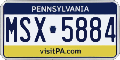 PA license plate MSX5884
