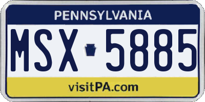 PA license plate MSX5885