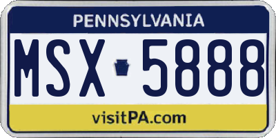 PA license plate MSX5888