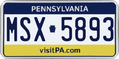 PA license plate MSX5893