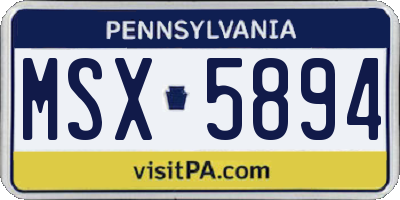 PA license plate MSX5894