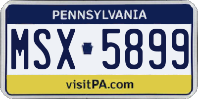 PA license plate MSX5899
