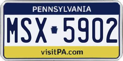 PA license plate MSX5902