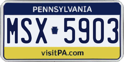 PA license plate MSX5903