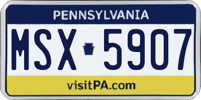 PA license plate MSX5907