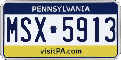 PA license plate MSX5913