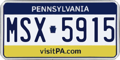 PA license plate MSX5915