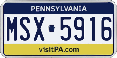 PA license plate MSX5916