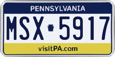 PA license plate MSX5917
