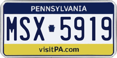 PA license plate MSX5919