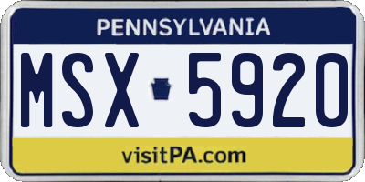 PA license plate MSX5920