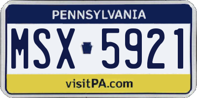 PA license plate MSX5921