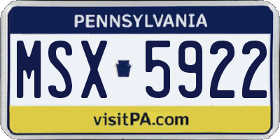 PA license plate MSX5922
