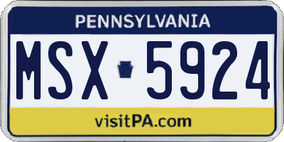 PA license plate MSX5924