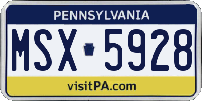 PA license plate MSX5928