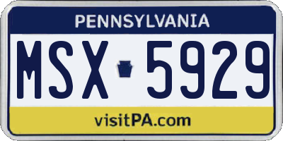 PA license plate MSX5929
