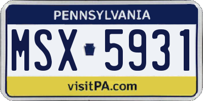PA license plate MSX5931
