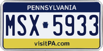 PA license plate MSX5933