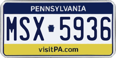 PA license plate MSX5936