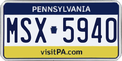 PA license plate MSX5940