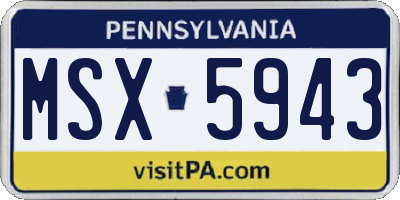 PA license plate MSX5943