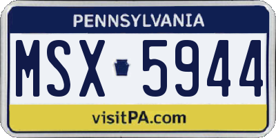 PA license plate MSX5944