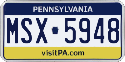 PA license plate MSX5948