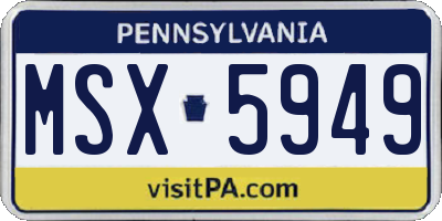 PA license plate MSX5949