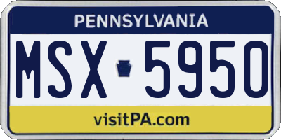 PA license plate MSX5950