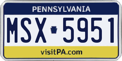 PA license plate MSX5951