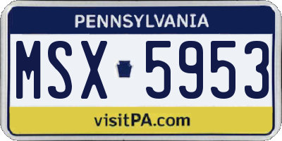 PA license plate MSX5953