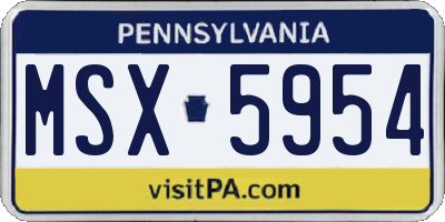 PA license plate MSX5954