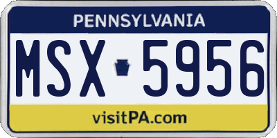 PA license plate MSX5956