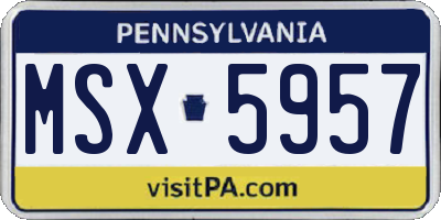 PA license plate MSX5957