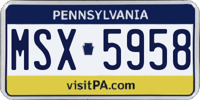 PA license plate MSX5958
