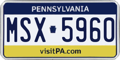 PA license plate MSX5960