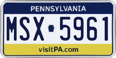 PA license plate MSX5961