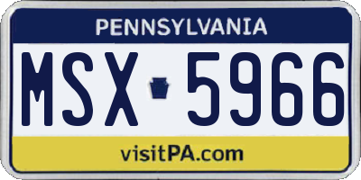 PA license plate MSX5966