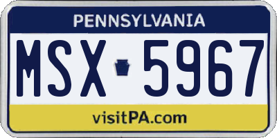 PA license plate MSX5967