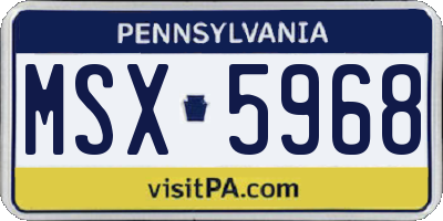 PA license plate MSX5968
