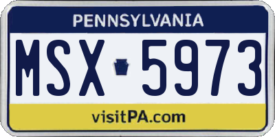 PA license plate MSX5973