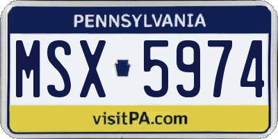 PA license plate MSX5974