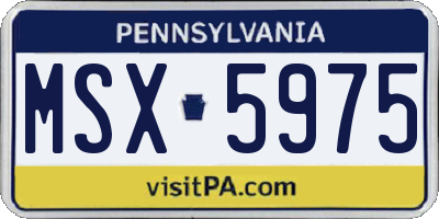 PA license plate MSX5975