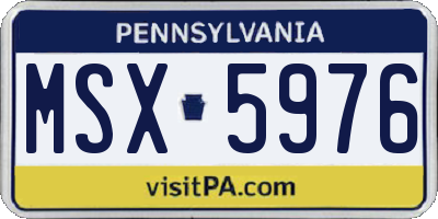 PA license plate MSX5976