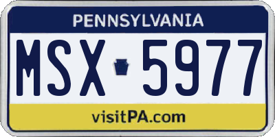 PA license plate MSX5977