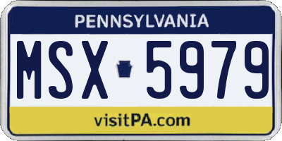 PA license plate MSX5979
