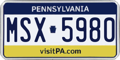 PA license plate MSX5980