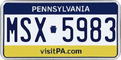 PA license plate MSX5983