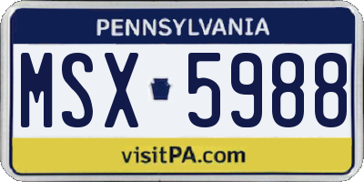 PA license plate MSX5988