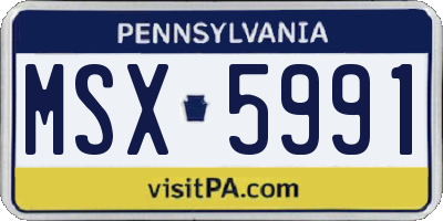 PA license plate MSX5991
